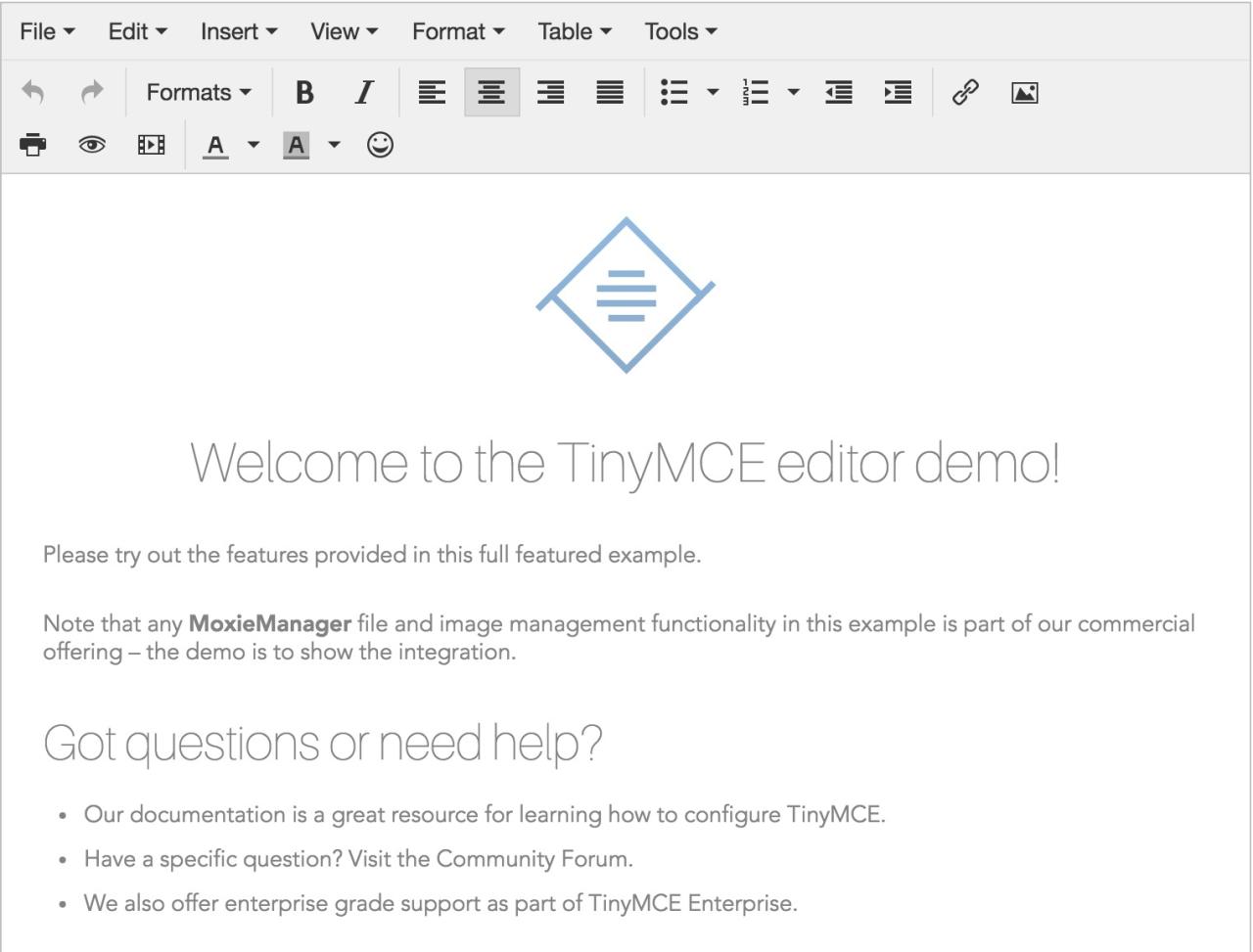 TinyMCE 可视化 HTML 编辑器